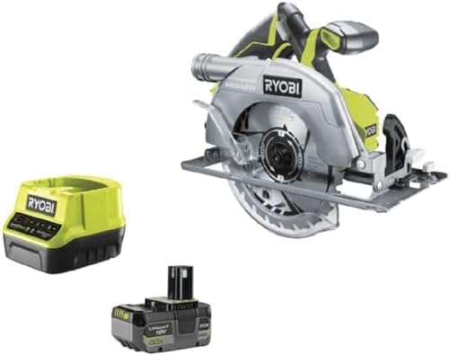 RYOBI 18 V ONE+ Brushless Akku-Handkreissäge R18CS7-140GZL (Sägeblatt-Ø 184mm, Schnitttiefe 90°/45° 60/42mm, werkzeuglose Tiefeneinstellung, inkl.Sägeblatt, Parallelanschlag, 4,0Ah Akku & Ladegerät) von Ryobi