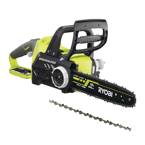 RYOBI 18 V ONE+ Brushless Akku-Kettensäge OCS1830 (Schwertlänge 30 cm, Kettengeschwindigkeit 10 m/s, werkzeuglose Kettenspannung, inkl. 1 x Schutzhülle, 1 x Kettenöl, ohne Akku & Ladegerät im Karton) von Ryobi