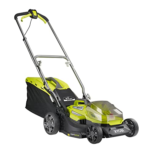 RYOBI 18 V ONE+ Akku-Rasenmäher RY18LMX37A-0 – 37 cm Schnittbreite, ohne Akku & Ladegerät, bürstenloser Motor, für mittlere Rasenflächen von RYOBI
