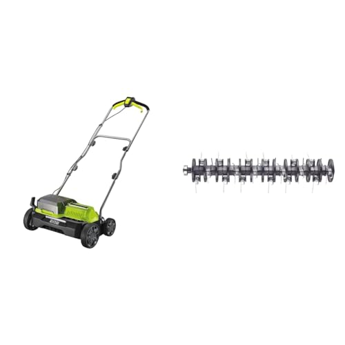 RYOBI 18V ONE+ Brushless Akku-Vertikutierer RY18SFX35A-0 & RAC821-35cm Luftsprudler Roller für AC/DC Vertikutierer von Ryobi