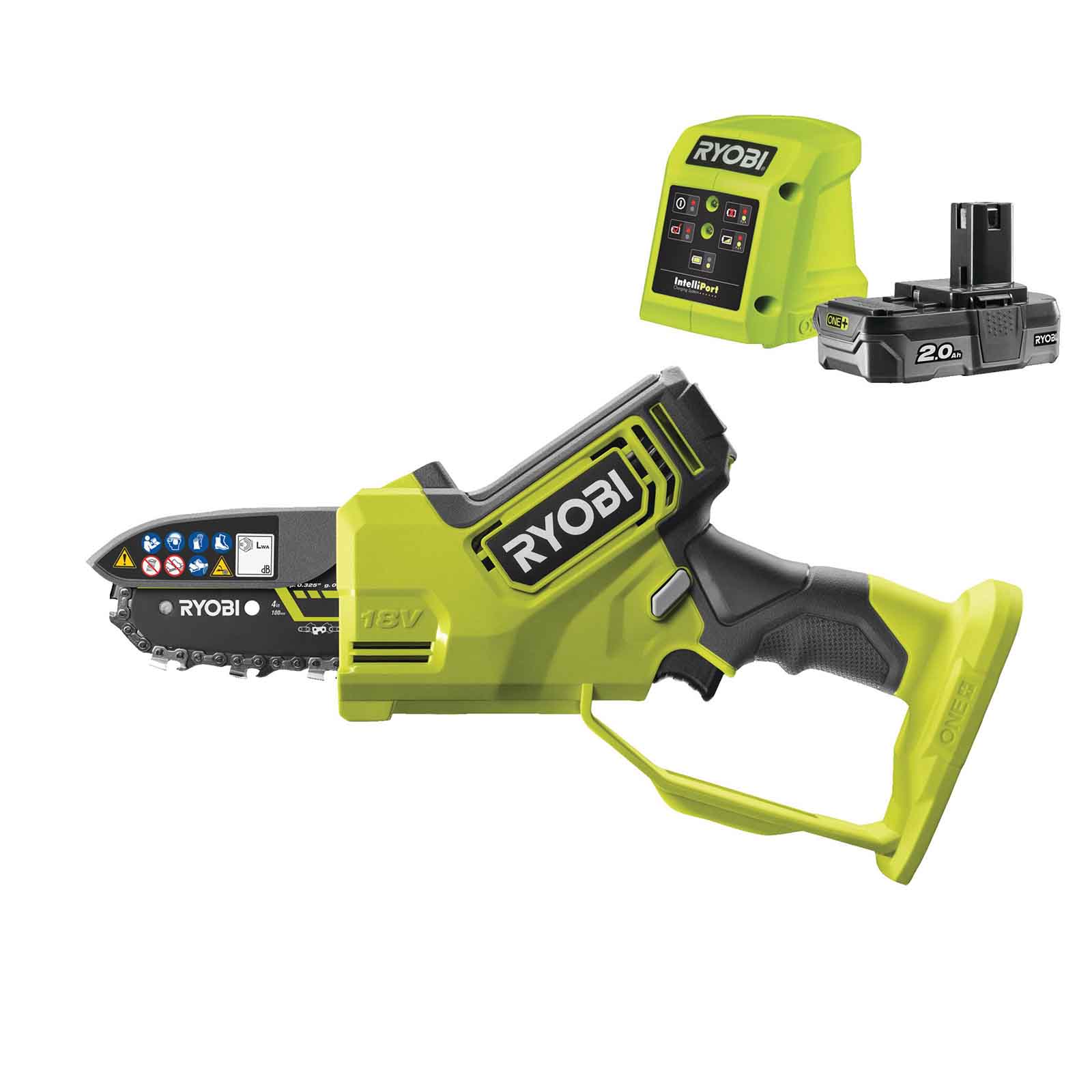 RYOBI Akku-Kettensäge RY18PSX10A-120 18V 2Ah, Akku-Säge, Einhand-Kettensäge 10cm von Ryobi