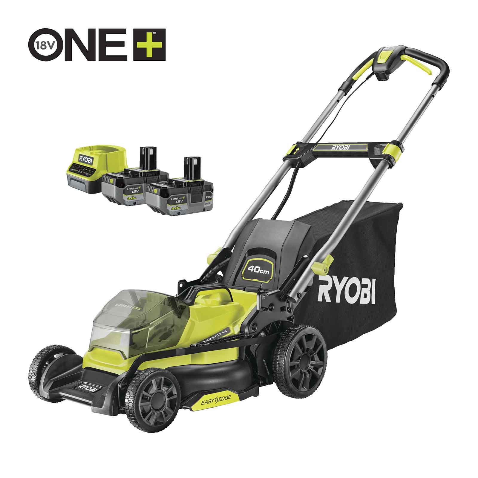 RYOBI Akku Rasenmäher RY18LMX40C240 ONE+ 18V 4Ah Akku Mulchmäher 40cm Schnittmaß von Ryobi