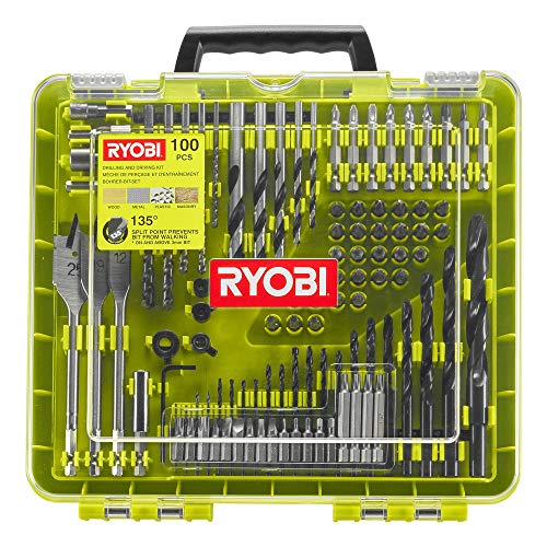 Ryobi RAKDD100 Bohr- und Antriebsset (100-teilig), Kunststoff, Holz, Sechskant von Ryobi
