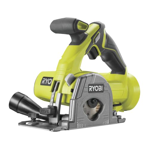 RYOBI R18MMS-0 18 V ONE+ Akku-Tauchsäge (Sägeblatt 85 mm, Schnitttiefe 0-26 mm, Bohrungsdurchmesser 15 mm, Staubabsaugvorrichtung, Zweithandgriff für zusätzliche Stabilität, ohne Akku und Ladegerät) von RYOBI