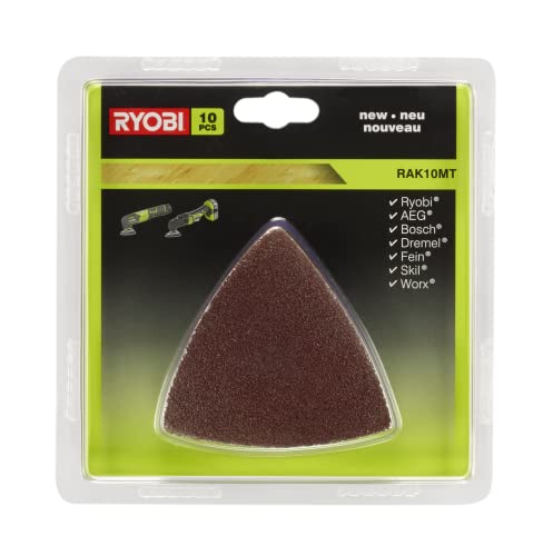 RYOBI Schleifpapierset für Multitool RAK10MT (10-teilig, für RMT1201 und RMT1801, 3x 60er Körnung, 3x 80er Körnung, 4x 120er Körnung) von Ryobi