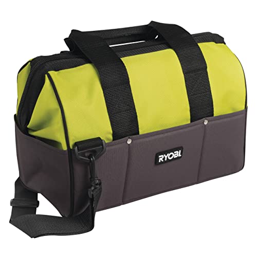 RYOBI - Tasche Grün und Schwarz verstärkt 460 x 305 x 305 mm für 3 oder 4 Werkzeuge Serie ONE+ mit offenen Seitentaschen und Reißverschluss – 2 verstärkte Griffe, 1 verstellbarer Schultergurt – UTB04 von Ryobi