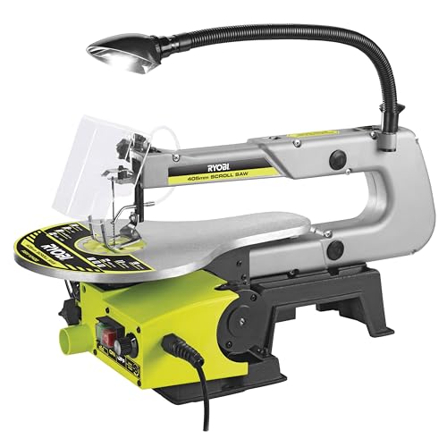 RYOBI 125 W Dekupiersäge RSW1240G, 127 mm Sägeblatt, 405 mm Schnittkapazität, neigbarer Tisch, Staubabsaugung, Arbeitslicht RYOBI 125 W Dekupiersäge RSW1240G, 127 mm Sägeblatt, 405 mm Schnittkapazität, neigbarer Tisch, Staubabsaugung, Arbeitslicht von RYOBI