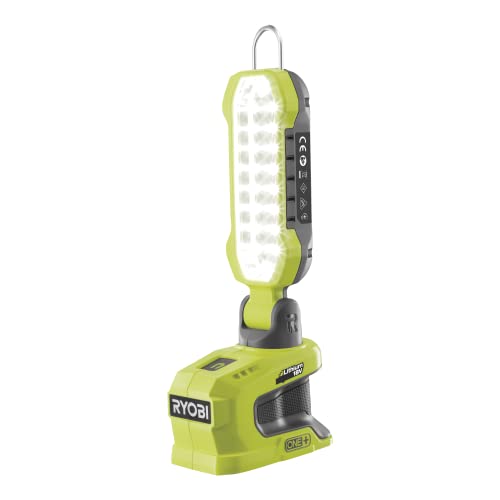 RYOBI 18 V ONE+ Akku-Raumleuchte R18ALP-0 (900 Lumen, 180 Grad drehbar, 3 Helligkeitseinstellungen, CCT (Farbtemperatur) von 5.700 K, ohne Akku und Ladegerät) von RYOBI