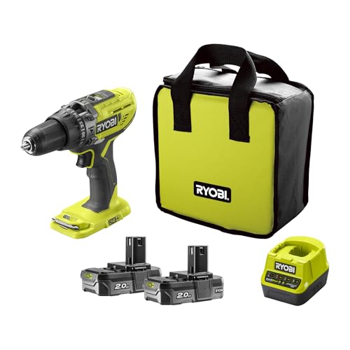 RYOBI 18 V ONE+ Akku-Schlagbohrschrauber Set R18PD3-220S, inkl. 2 x 18 V 2 Ah Akku, Ladegerät, Werkzeugtasche von RYOBI