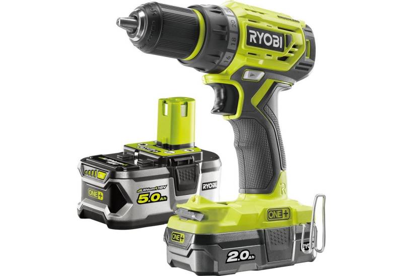 Ryobi Akku-Bohrschrauber Ryobi Akku-Bohrschrauber R18DD7-252S, 18Volt, (1x, (1x Li-Ionen Akku 2,0Ah, 1x Li-Ionen Akku 5,0Ah) von Ryobi