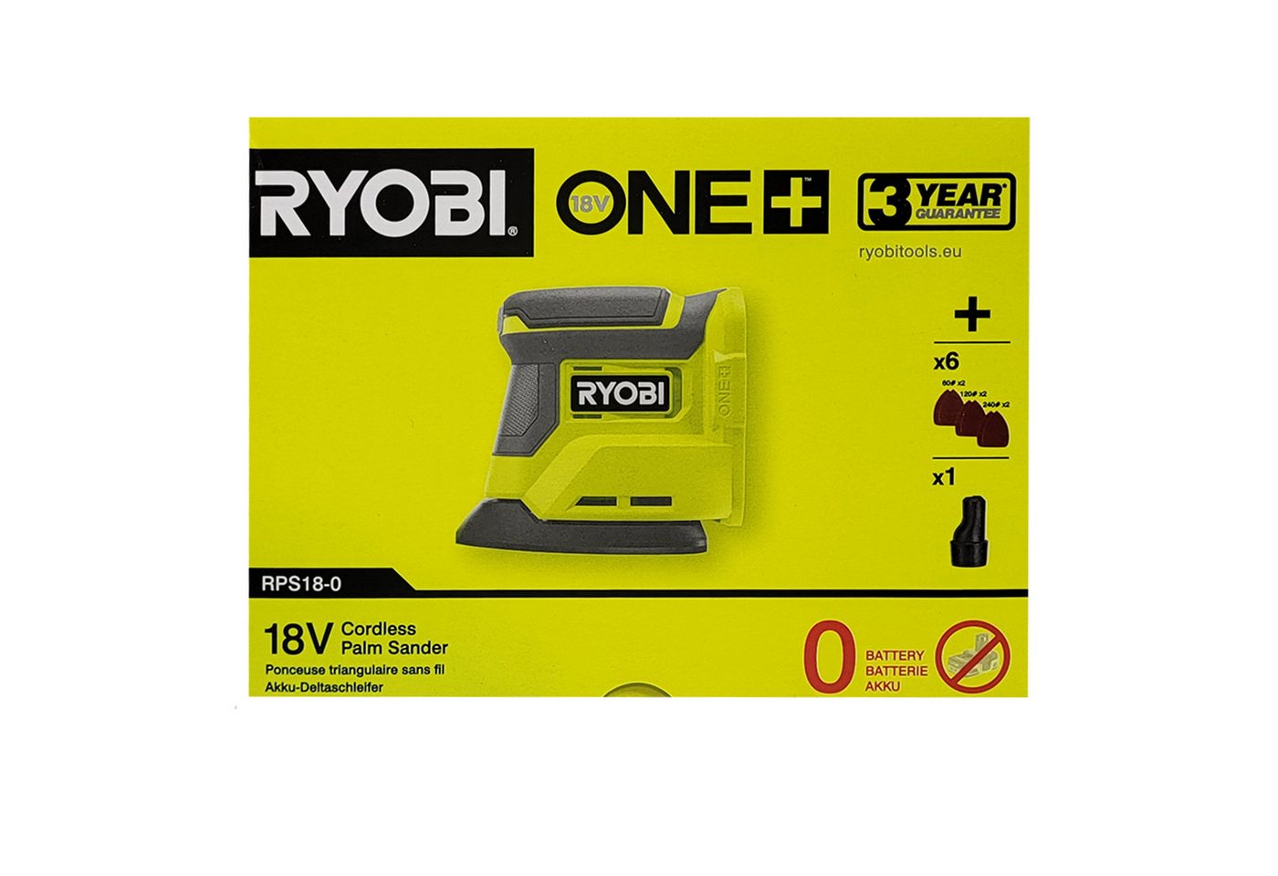 Ryobi Akku-Exzenterschleifer Ryobi RPS18-0 Akku-Exzenterschleifer 18 V ONE+ (ohne Akku), (1 tlg) von Ryobi