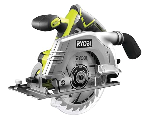 RYOBI 18 V ONE+ Akku-Handkreissäge R18CS-0 (Bohrungs-ø 16 mm, Schnitttiefe bis 52mm, Leerlaufdrehzahl 4700 min-1, Tiefen-/Neigungseinstellung werkzeuglos, inkl. Sägeblatt, ohne Akku und Ladegerät) von Ryobi