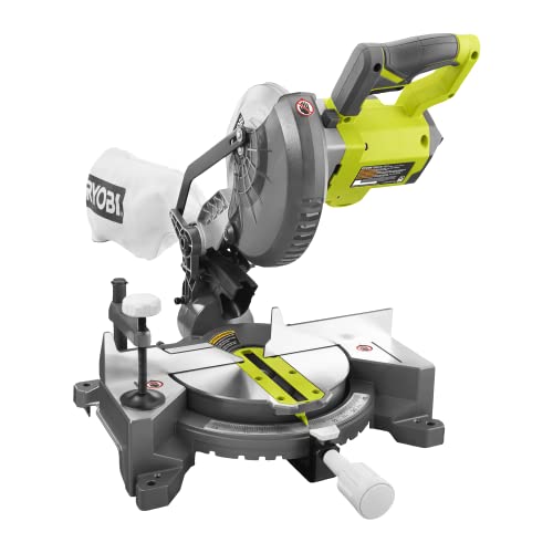 RYOBI 18 V ONE+ Akku-Kapp-/Gehrungssäge EMS190DCL (Sägeblattdurchmesser 190 mm, Leerlaufdrehzahl 4500 min⁻¹, Max. Gehrungswinkel links/rechts 45°/45° ohne Akku und Ladegerät) von Ryobi