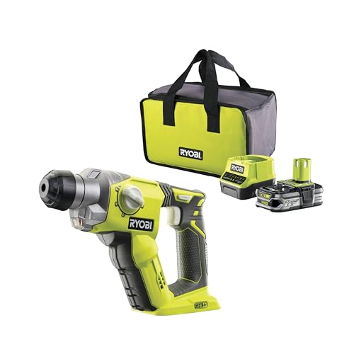 RYOBI 18 V ONE+ Akku-Bohrhammer R18SDS-125S (Schlagenergie 1.3 J, Max. Bohrdurchmesser in Holz/Mauerwerk/Stahl 16/16/13mm, inkl. 2,5Ah Akku und Ladegerät in Werkzeugtasche) von RYOBI