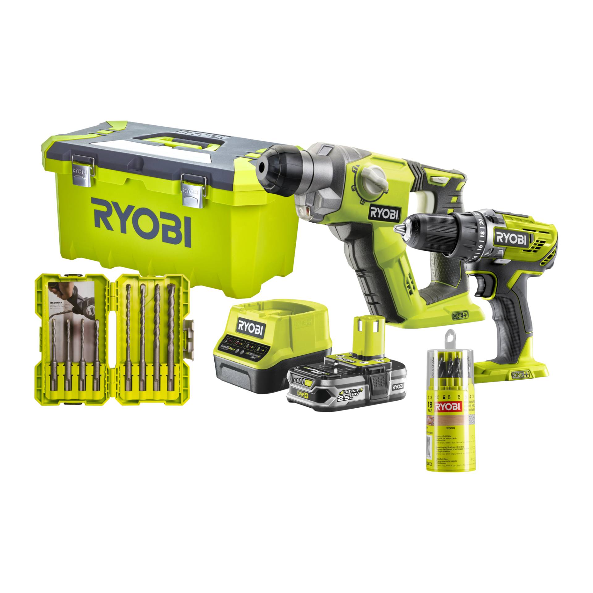 Ryobi Akku-Maschinen-Set 'ONE+ R18DDSDS-125T' 18 V Akku-Bohrschrauber und -Bohrhammer, inkl. Akku und Ladegerät Ryobi Akku-Maschinen-Set 'ONE+ R18DDSDS-125T' 18 V Akku-Bohrschrauber und -Bohrhammer, inkl. Akku und Ladegerät von Ryobi