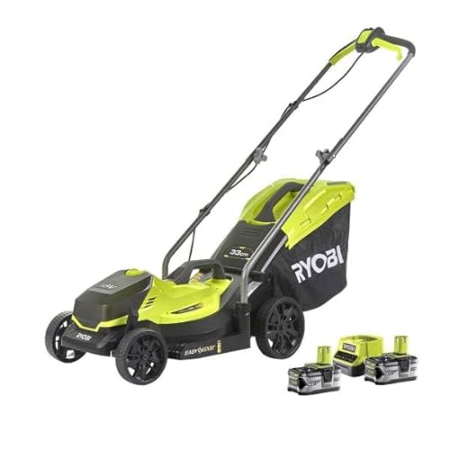 Ryobi Akku-Rasenmäher ONE+ 18 V, 33 cm Schnittbreite, mit 2x4,0 Ah Akku und Ladegerät, zusammenklappbar, Komforthandgriff von Ryobi