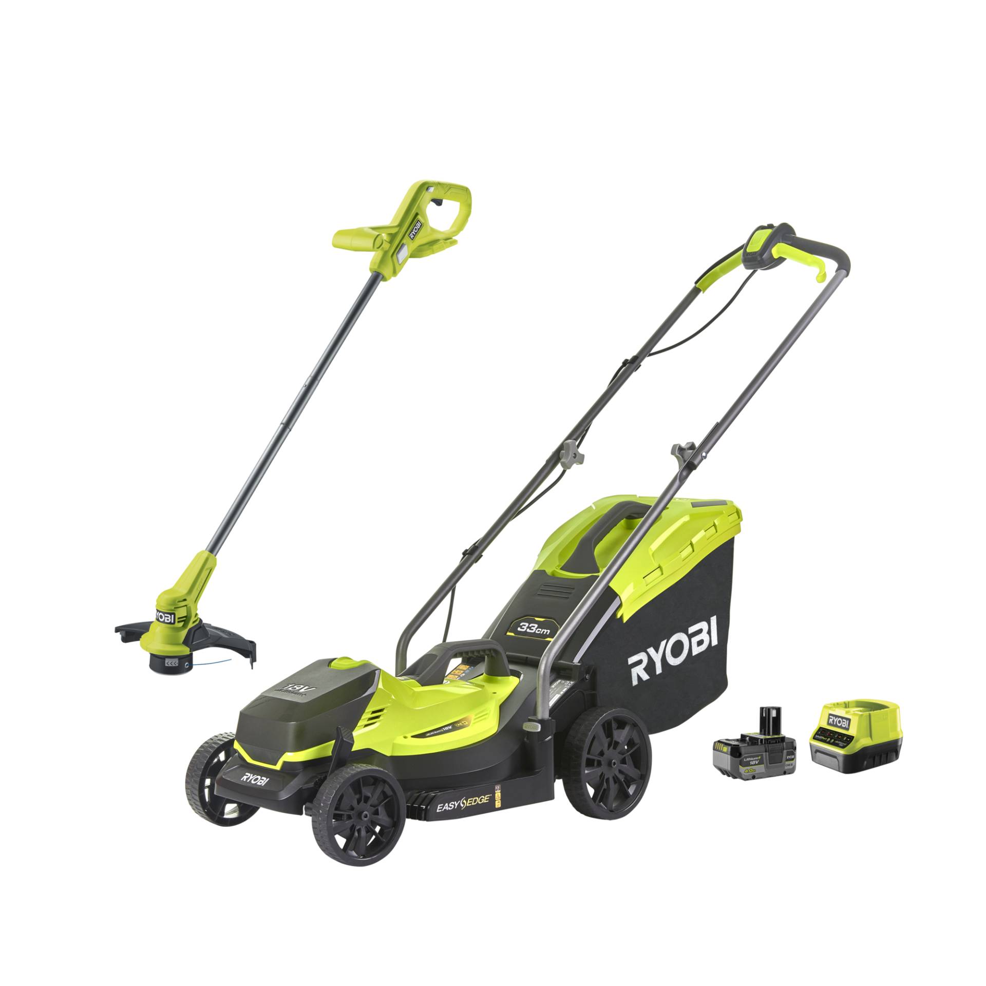 Ryobi Akku-Rasenmäher-Set 'OLM1833LT23A-140' mit Akku-Rasentrimmer, Akku und Ladegerät 18 V 4 Ah Ryobi Akku-Rasenmäher-Set 'OLM1833LT23A-140' mit Akku-Rasentrimmer, Akku und Ladegerät 18 V 4 Ah von Ryobi