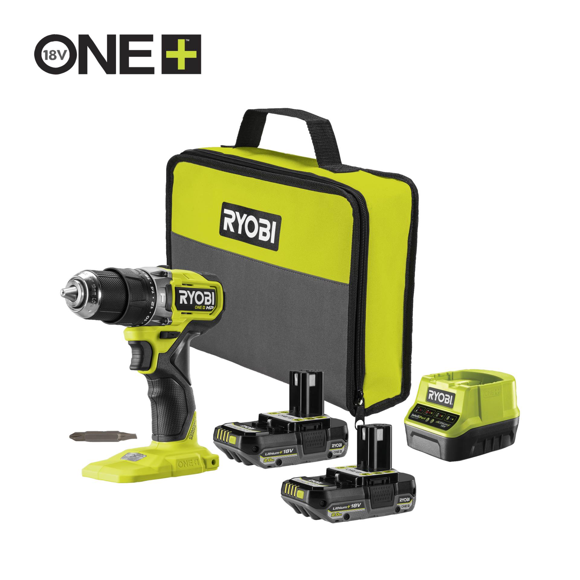 Ryobi Akku-Schlagbohrschrauber 'RPD18C1-220S 18 V ONE+ HP Brushless' mit 2 x 2,0 Ah Akkus und Ladegerät Ryobi Akku-Schlagbohrschrauber 'RPD18C1-220S 18 V ONE+ HP Brushless' mit 2 x 2,0 Ah Akkus und Ladegerät von Ryobi