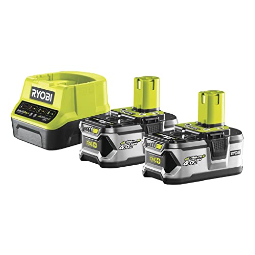 Ryobi Akku-Set mit 2x Akku (4,0 Ah) und Schnellladegerät, Ladezeit ca. 120 min, für Ryobi ONE+ Geräte, RC18120-240 von Ryobi