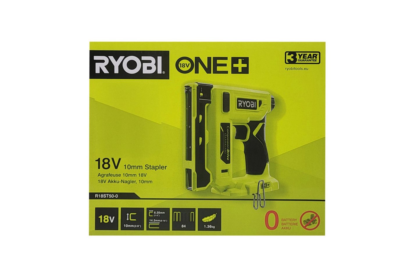 Ryobi Akku-Tacker Ryobi R18ST50-0 Akku-Heftgerät 18 V ONE+ (ohne Akku und Ladegerät), (1 tlg) von Ryobi