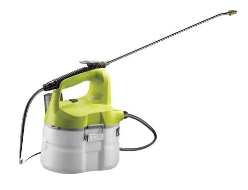 Ryobi Drucksprüher, 18 V, One+, 30 l/h Gartenspritze 18V, Tank 3,5 Liter, mit Messingdüse, Farbe grün/weiß, ohne Akku und Ladegerät – OWS1880, 18 V, Gelb, 30x30x40 cm von Ryobi