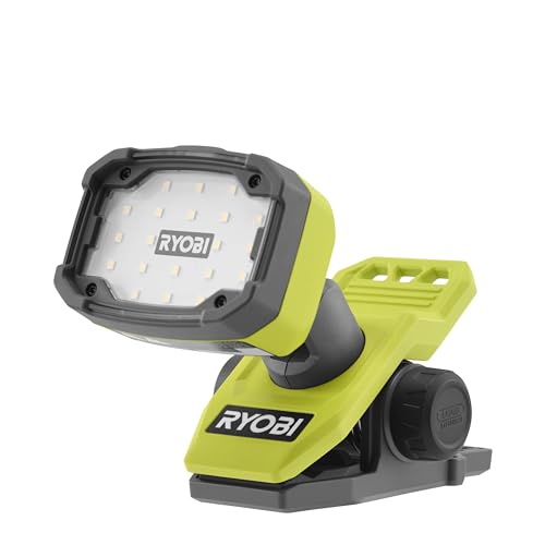 RYOBI Klemmleuchte 4 V USB Lithium – 3 Intensitäten: 750/250/75 Lumen – Kopf schwenkbar oben/unten & rechts/links – kompatibel mit dem System LINK – (Verkauf ohne Akku) – RLC4-0 von Ryobi