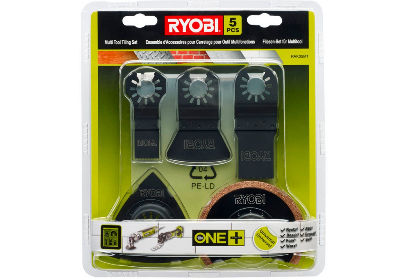 Ryobi Multitool Fliesen-Set RAK05MT, 5-teilig, für Multitool von Ryobi