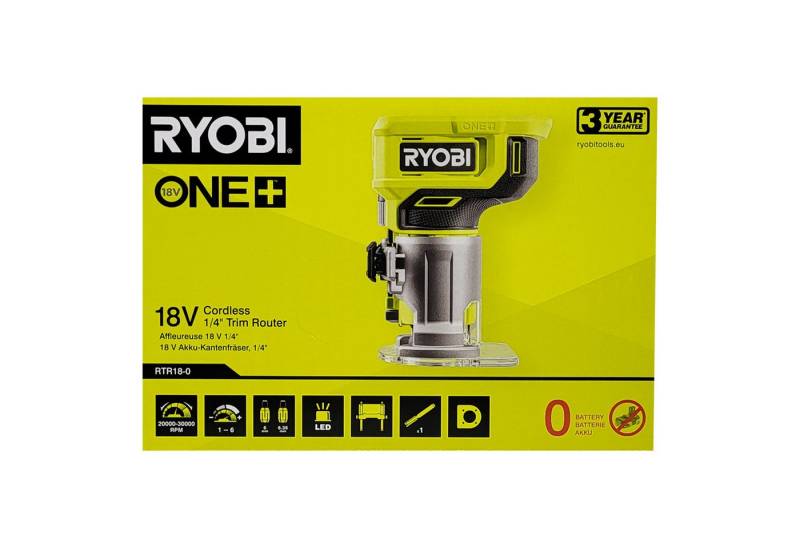 Ryobi Oberfräse Ryobi RTR18-0 - Akku-Oberfräse 18 V ONE+ (ohne Akku und Ladegerät), (1-tlg) von Ryobi