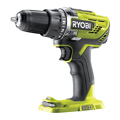 RYOBI 18V ONE+ Akku-Bohrschrauber R18DD3-0 (50Nm Drehmoment, 2-Gang, 13mm Schnellspannbohrfutter, LED-Beleuchtung, ohne Akku und Ladegerät) von Ryobi