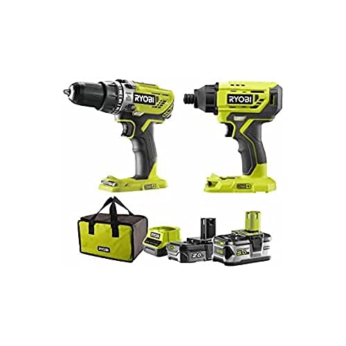 Ryobi OnePlus 18V Impact Drill and Impact Driver - 1 x 5.0 Ah Battery - 1 x 2.0 Ah Battery - 1 x Charger - R18PDID2-252S von Ryobi