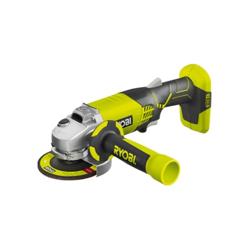 RYOBI 18 V ONE+ Akku-Winkelschleifer R18AG-0 (Bohrungsdurchmesser 22mm, Scheibendurchmesser 115 mm, 2-stufiger, nicht arretierbarer Einschalter, ohne Akku und Ladegerät), Schwarz, Grün von Ryobi