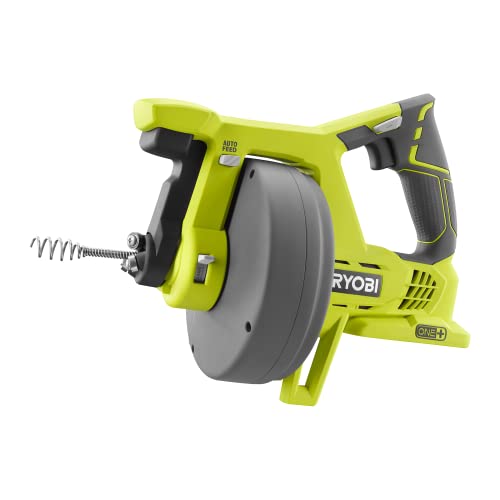 RYOBI 18 V ONE+ Akku-Rohrreinigungsgerät R18DA-0 (Kabeldurchmesser 6 mm, Aufsatzspirale: Ø 15 mm, Spirallänge 7,6m, min/max. Rohr-Ø 19/55 mm, Leerlaufdrehzahl 600 min-1,ohne Akku und Ladegerät) von Ryobi