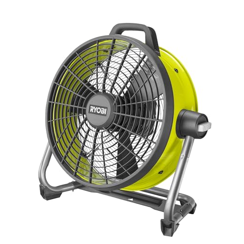 RYOBI 18 V Akku-Stand-Ventilator R18F5-0 (Kabelloser Bodenventilator, 45-cm-Trommel für maximale Luftzirkulation, 220-Grad-Drehung, 3 Geschwindigkeitsoptionen ohne Akku & Ladegerät im Karton), Black von Ryobi