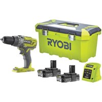 Ryobi R18PD3-0 Bohrschrauber-Schlagbatterie 18V 50Nm Kit 2x2,0 Ah von Ryobi
