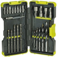 RAK30MIX - Schraubendreher- und Bohrer-Bitsatz - für Holz, Mauerwerk - 30 Stücke - phillips, pozidriv, slot - Sechs-Punkt - 6 mm, 8 mm, 10 mm, 12 mm von Ryobi