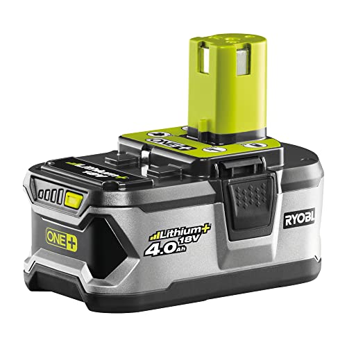 RYOBI 18V ONE+ 4,0Ah Lithium+ Akku RB18L40 (Kompatibel mit allen 18V ONE+ Geräten, Akku-Ladestandsanzeige, IntelliCell™ Akku-Technologie mit Einzelzellenüberwachung, Überlastschutz, ohne Ladegerät) von Ryobi