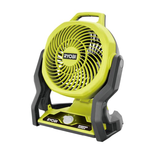 RYOBI 18 V ONE+ Akku-Ventilator RF18-0 (Kompakter Akku-Ventilator, tragbar, 19 cm Ventilatorkopf, leiser Betrieb, 3 Geschwindigkeitseinstellungen, mehrere Aufhängepunkte, ohne Akku und Ladegerät) von Ryobi