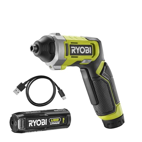 RYOBI 4 V USB-LITHIUM Akku-Schrauber RSD4-120T, max. Drehmoment 5 Nm, inkl. 1 x 4 V 2,0 Ah Akku und USB-C Ladekabel von RYOBI