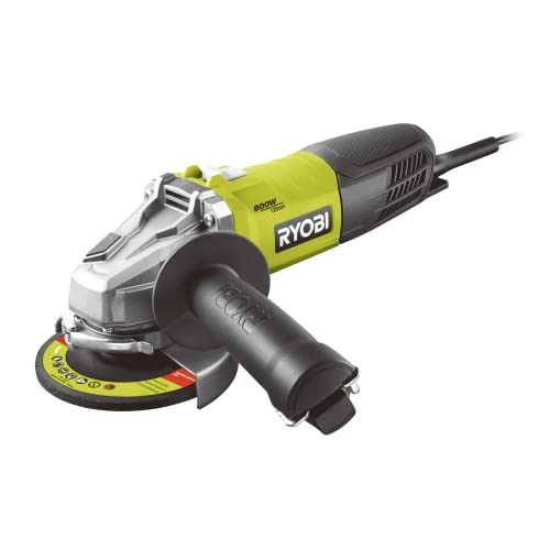 RYOBI 125mm Winkelschleifer 800W RAG800-125G (Spindelarretierung, Schutzhaubenschnellverstellung, Wiederanlaufschutz), Schwarz, Grün von Ryobi