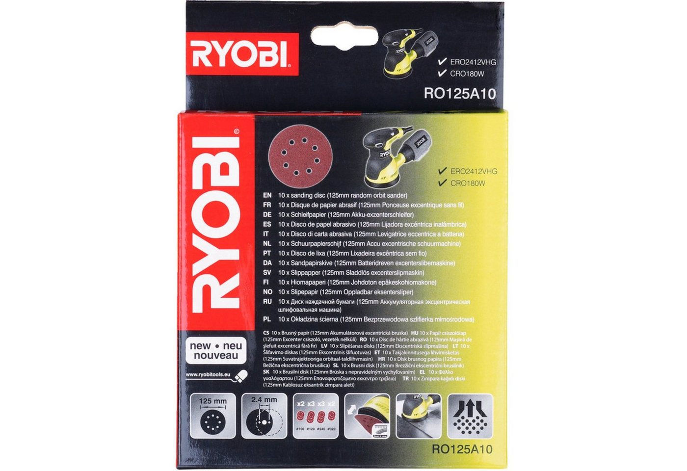 Ryobi Schleifscheibe Schleifblatt-Set RO125A, 10-teilig von Ryobi