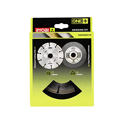 RYOBI Schleifscheiben-Set für Winkelschleifer RAK6AGD125 (1x Diascheibe, 5x Trennscheibe, für Winkelschleifer R18AG7-0) von Ryobi