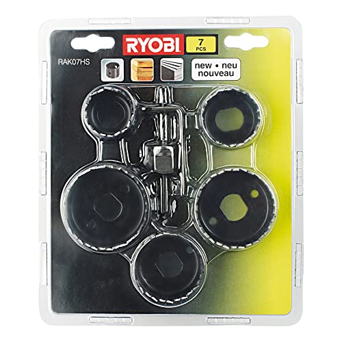 RYOBI Lochsägen-Set RAK07HS (7-teilig, 5x Lochsäge jeweils 32mm, 38mm, 45mm, 50mm und 54mm, 1x Dorn, 1x Inbusschlüssel) von Ryobi