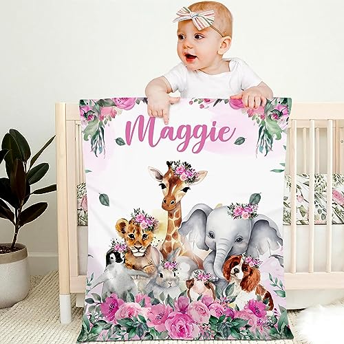 Ryoizen Personalisierte Babydecke mit Namen weiche Flauschige Sofadecke Kuscheldecke Mädchen Junge Kind Cartoon Krabbeldecke Wohndecke Couchdecke Geschenk für Taufe Geburt Geburtstag,90x120cm,E von Ryoizen