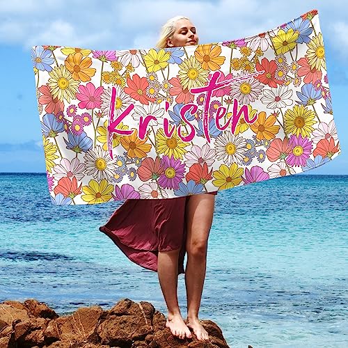 Ryoizen Strandtuch Personalisierte 160 x 80 cm Mikrofaser Badetuch Schnell Trocknend Strandlaken Handtuch Sandfrei Stranddecke Sommer Leicht Reisehandtuch fur Schwimmen Strand Reise,Blumen von Ryoizen