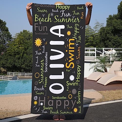 Ryoizen Strandtuch Personalisierte 160 x 80 cm Mikrofaser Badetuch Schnell Trocknend Strandlaken Handtuch Sandfrei Stranddecke Sommer Leicht Reisehandtuch fur Schwimmen Strand Reise,Dunkelgrau von Ryoizen