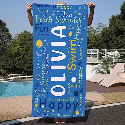 Ryoizen Strandtuch Personalisierte 160 x 80 cm Mikrofaser Badetuch Schnell Trocknend Strandlaken Handtuch Sandfrei Stranddecke Sommer Leicht Reisehandtuch fur Schwimmen Strand Reise,Royal Blue von Ryoizen