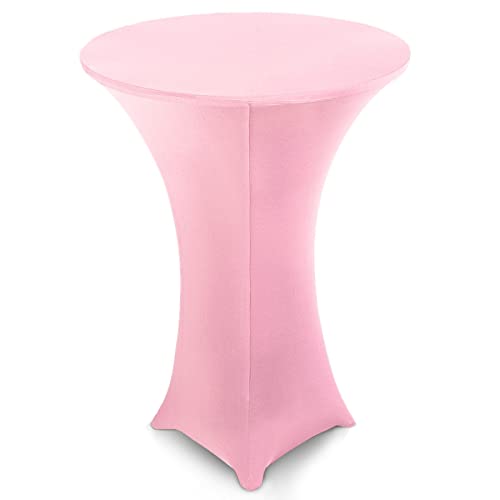 Ryoizen Stretch Stehtischhusse Ø 80-85cm dehnbarer hochwertige Moderne Abnehmbarer Waschbarer Tisch-Überzug Husse für Bistrotisch/Stehtische/Hotel Party Bankett,Hell-Pink von Ryoizen