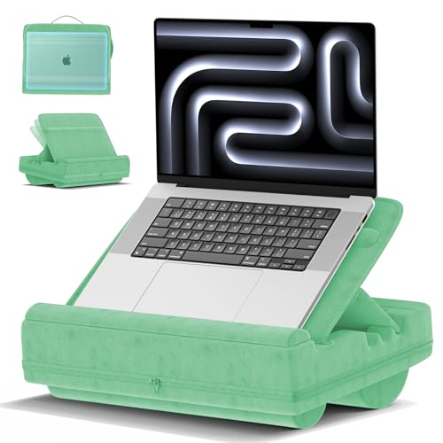 Laptopkissen mit 3 verstellbaren Winkeln, Laptoptisch für Couch mit Handgelenkauflage, Laptop Stand mit Kissen passt bis zu 16″ Laptop für Arbeiten außerhalb des Bettes, Grün Laptopkissen mit 3 verstellbaren Winkeln, Laptoptisch für Couch mit Handgelenkauflage, Laptop Stand mit Kissen passt bis zu 16″ Laptop für Arbeiten außerhalb des Bettes, Grün von Rysker