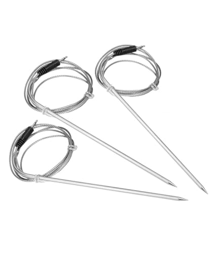 Grillthermometersonde, Sonden-Sensor, Ersatzsonde, Edelstahl, Passend für Grillthermometer IBBQ-4T / IRF-4S, Geeignet zum Testen von Lebensmitteln, Silber, 3 Stück von Rysydant