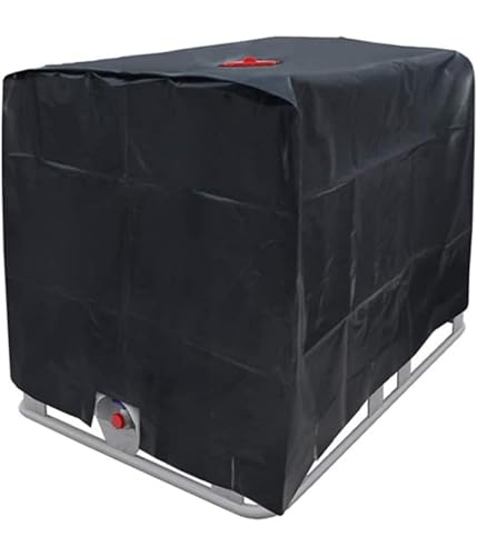 IBC Wassertank Schutzhülle, Wassertankabdeckung, Sonnenschirm, Staubdicht, 210D Oxford, Für 600L IBC-Tank, Schwarz, 1 Stück(120x80x100 cm) von Rysydant